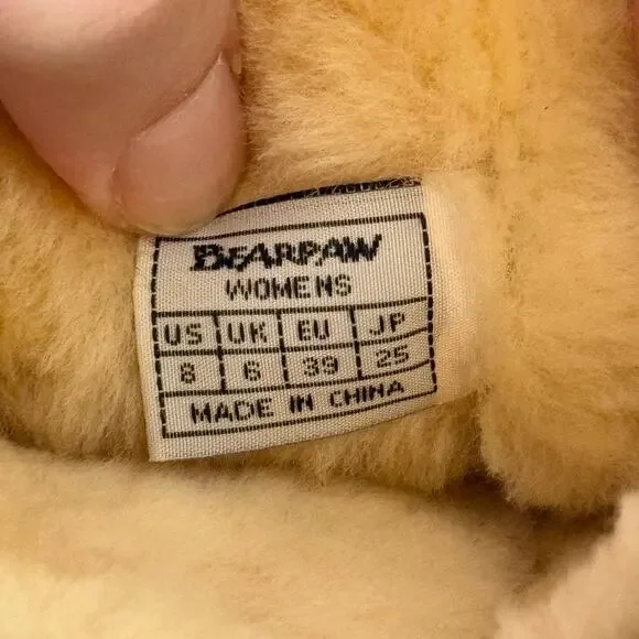 BearPaw Emma Short Boots Women 8 Brown Suede Sheepskin Wool Lined Pull On Winter - Picture 13 of 13